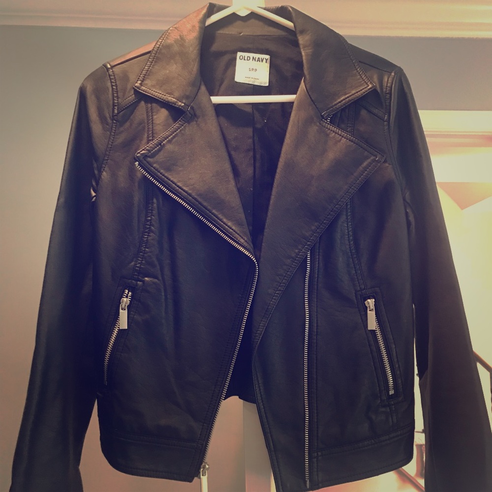 Black faux leather jacket!